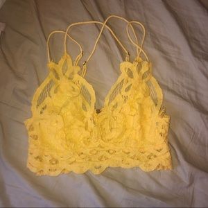 Free People Yellow Lace Adella Bralette